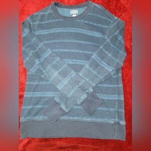 J. Crew Blue Crewneck Sweater with Textured Stripes